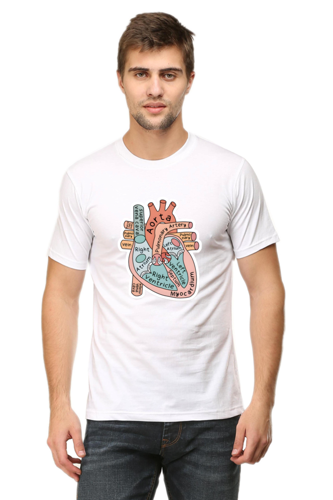 Heart Anatomy T-Shirt | Round Neck Cotton T-shirt for Men and Women