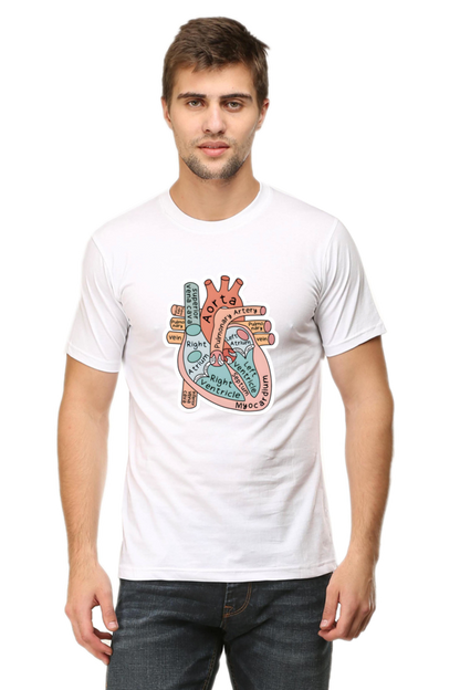 Heart Anatomy T-Shirt | Round Neck Cotton T-shirt for Men and Women