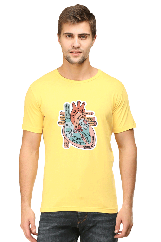 Heart Anatomy T-Shirt | Round Neck Cotton T-shirt for Men and Women