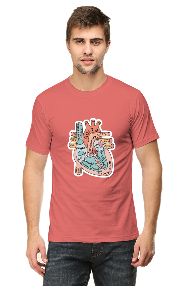 Heart Anatomy T-Shirt | Round Neck Cotton T-shirt for Men and Women