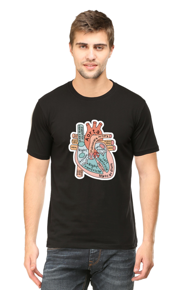 Heart Anatomy T-Shirt | Round Neck Cotton T-shirt for Men and Women