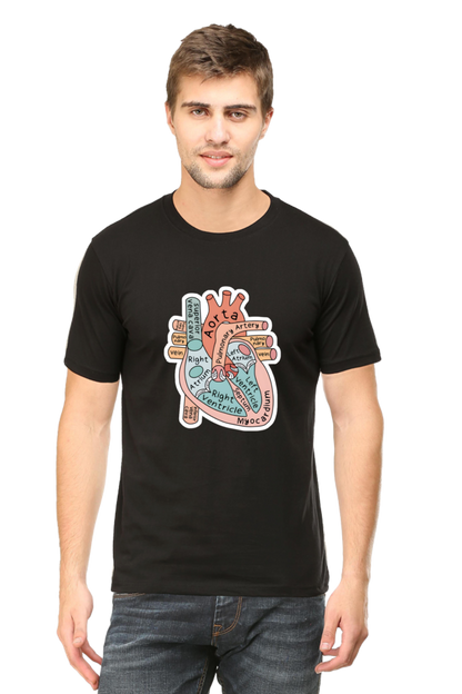 Heart Anatomy T-Shirt | Round Neck Cotton T-shirt for Men and Women