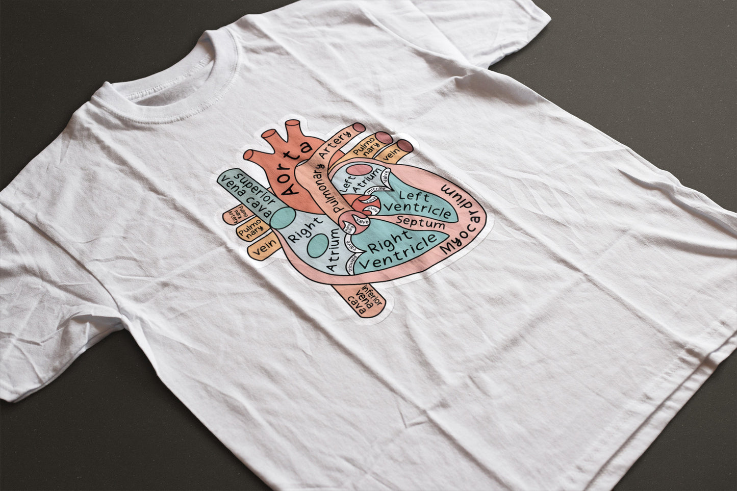 Heart Anatomy T-Shirt | Round Neck Cotton T-shirt for Men and Women